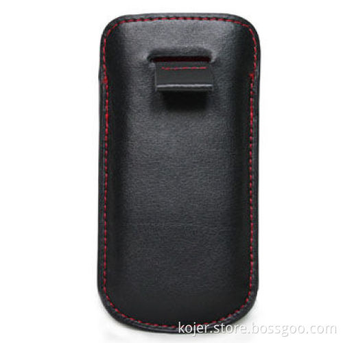 Leather Mobile Phone Case with Retractable Pull-tab, Fine Workmanship in Paint Edge and Side Stitch